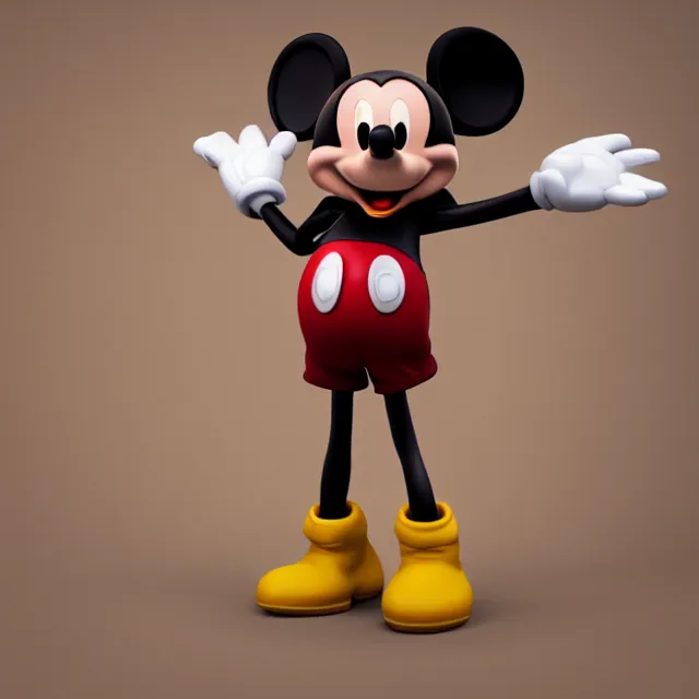 Prompt: ultra realistic mickey mouse in the style of balenciaga, dark cinematic, volumetric, realistic, 3 d render, cinematic lighting, ray tracing, cinematic, unreal engine 5, unreal engine render, octane render, hyper realistic, photo, 8 k