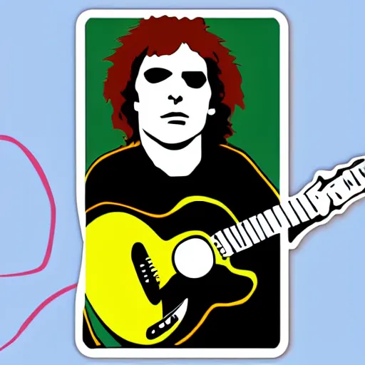 Image similar to syd barret playing guitar and singing, sticker - art, svg vector, adobe - illustrator