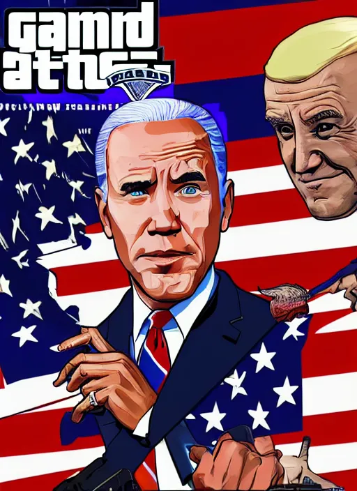 Image similar to GTA Cover Art, Obama, Biden, Trump, Pelosi, Schumer, Pence