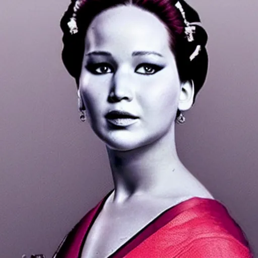 Image similar to “ old photo of jennifer lawrence as a geisha, hd, photorealistic ”