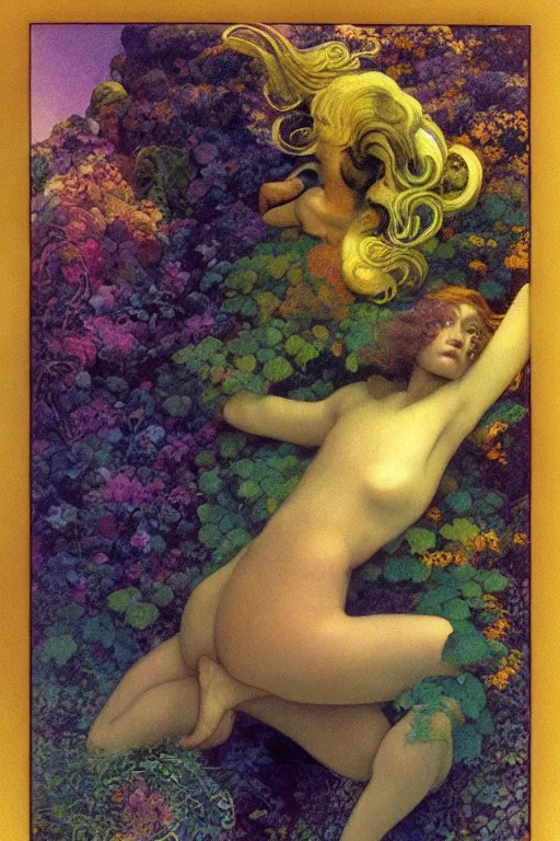 Image similar to a beautiful faerie, golden ratio, detailed, rainbowshift, by maxfield parrish and brian froud