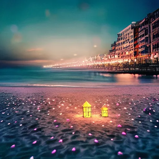 Prompt: idyllic vision of the seaside with seashells by Brandon Woelfel and liam wong, hdr,