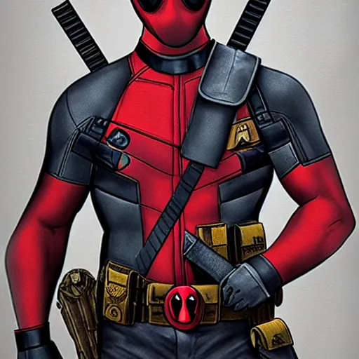 Image similar to Deadpool as a police officer