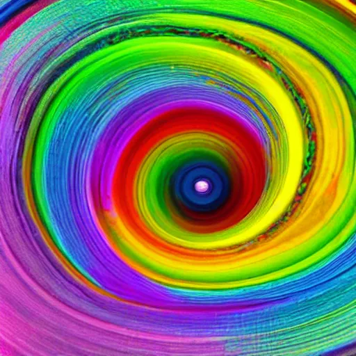 Prompt: a torus made of rainbow. a torus with the texture of rainbow.