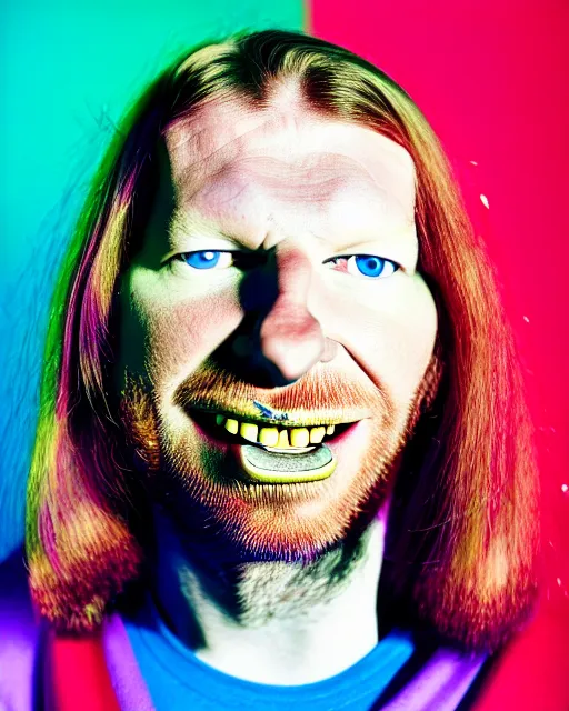 Image similar to colourful detailed fashion photograph of aphex twin by julia hetta and robert h hudson, 4 k