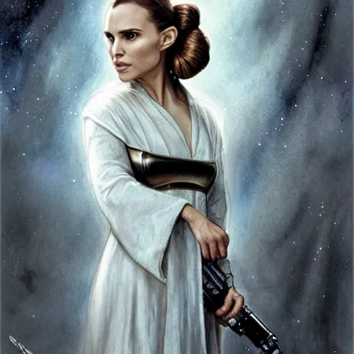 Image similar to natalie portman as princess leia in star wars, by jean - baptiste monge