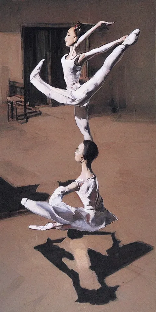 Image similar to oil painting scene from ballet school by kim jung gi