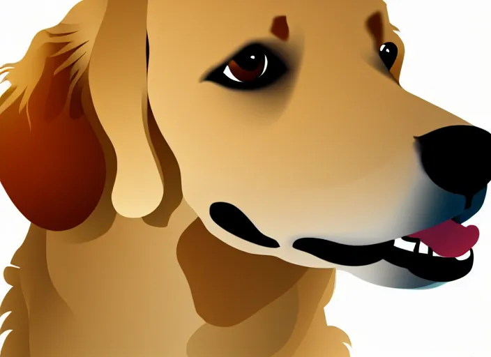 Image similar to golden retriever, white background, cartoon, high detail