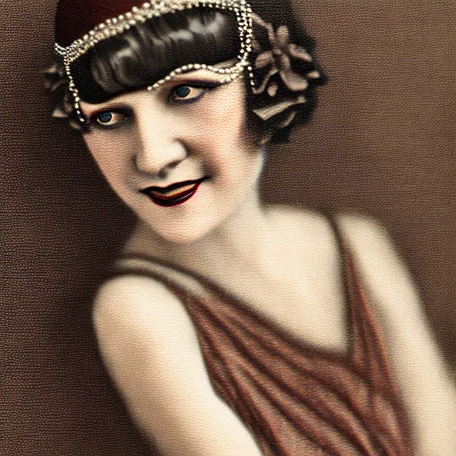 Prompt: a portrait photo of a 1 9 2 0 s woman with a slight smile in a flapper dress, atmospheric lighting, painted, sepia, intricate, ultra detailed by leesha hannigan, thierry doizon, kai carpenter, well composed, best on artstation, cgsociety, epic, stunning, gorgeous, intricate detail, wow, masterpiece