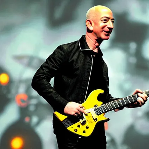 Prompt: jeff bezos as a heavy metal guitarist