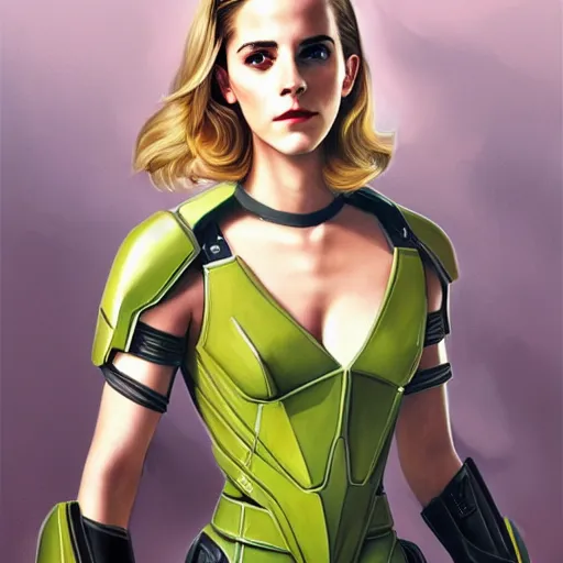 Image similar to A combination of Emma Watson's and Grace Kelly's and Ashley Greene's appearances with blonde hair wearing Master Chief's armor, angular, full body portrait, futuristic, dramatic, fantasy, intricate, elegant, highly detailed, digital painting, artstation, concept art, matte, sharp focus, illustration, art by Donato Giancola and James Gurney