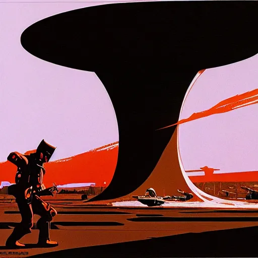 Prompt: nuclear war, syd mead