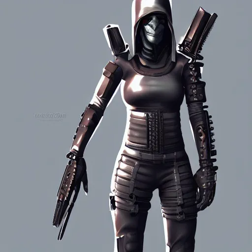 Prompt: Cyberpunk female rogue armor concept art, 4k render, digital art, soft lighting