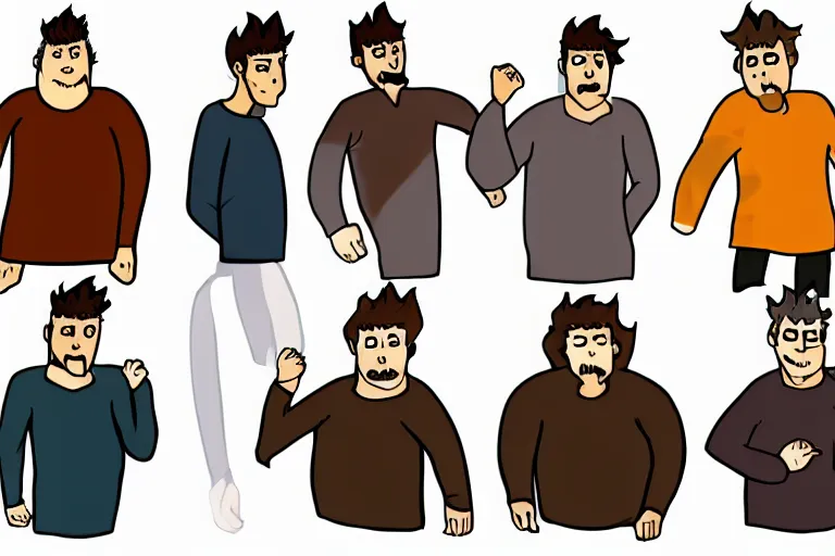 Image similar to Drawn guy, in full growth, in different styles, with different backgrounds