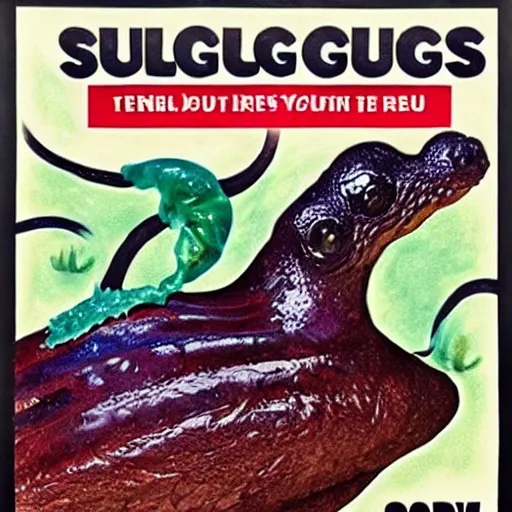 Prompt: a campaign poster that reads SLUGS TASTE LIKE THE FUTURE!, concept art