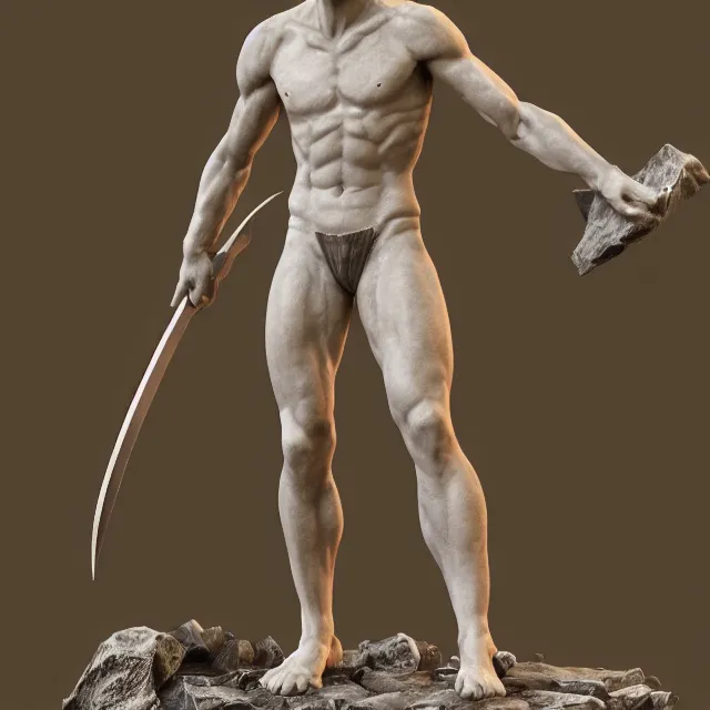 Prompt: marble sculpture of a male warrior elf, realistic, unreal engine render, octane render, hyper realistic, photo, 8 k, cinematic lighting