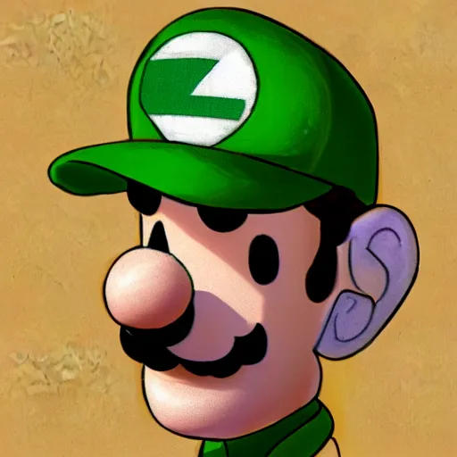 Image similar to Portrait of Luigi drawn by Randy Bishop, 8k, trending on artstation, detalied, colorful,
