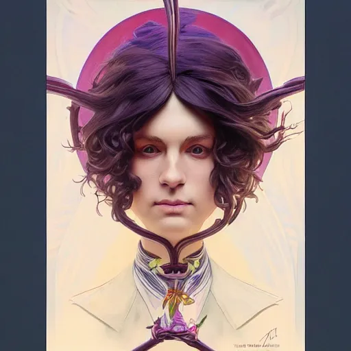 Image similar to symmetry!! portrait of wonka, intricate, elegant, highly detailed, digital painting, artstation, concept art, smooth, sharp focus, illustration, art by artgerm and greg rutkowski and alphonse mucha