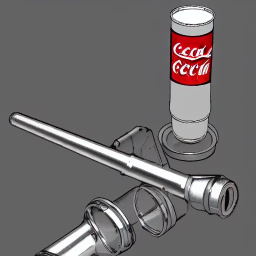 Image similar to CAD rendering of mechanical screw pneumatic to open a can of CocaCola