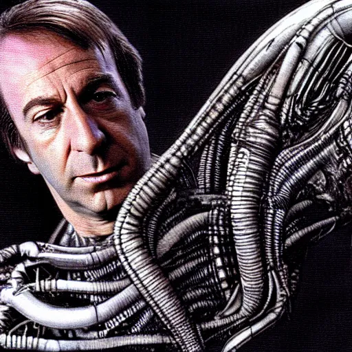 Image similar to film still of saul goodman as ripley in alien, by giger, detailed