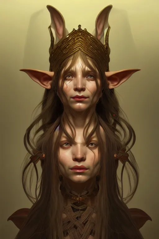 Image similar to portrait of an elf - goblin crossbreed using the golden ratio, highly detailed, digital painting, artstation, sharp focus, illustration, art by tan zi and ayanamikodon and alphonse mucha and wlop