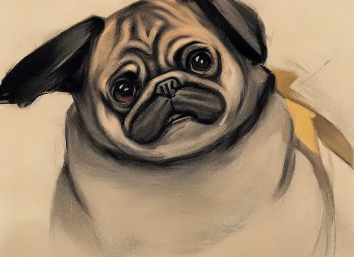 Image similar to a highly detailed beautiful portrait of a pikachu that looks like a pug, by gregory manchess, james gurney, james jean