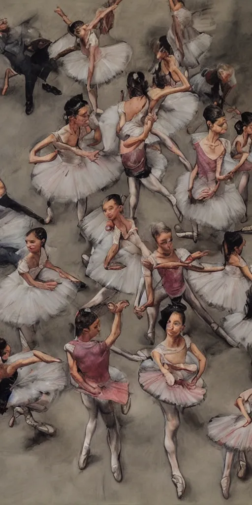 Image similar to oil painting scene from ballet school by kim jung gi