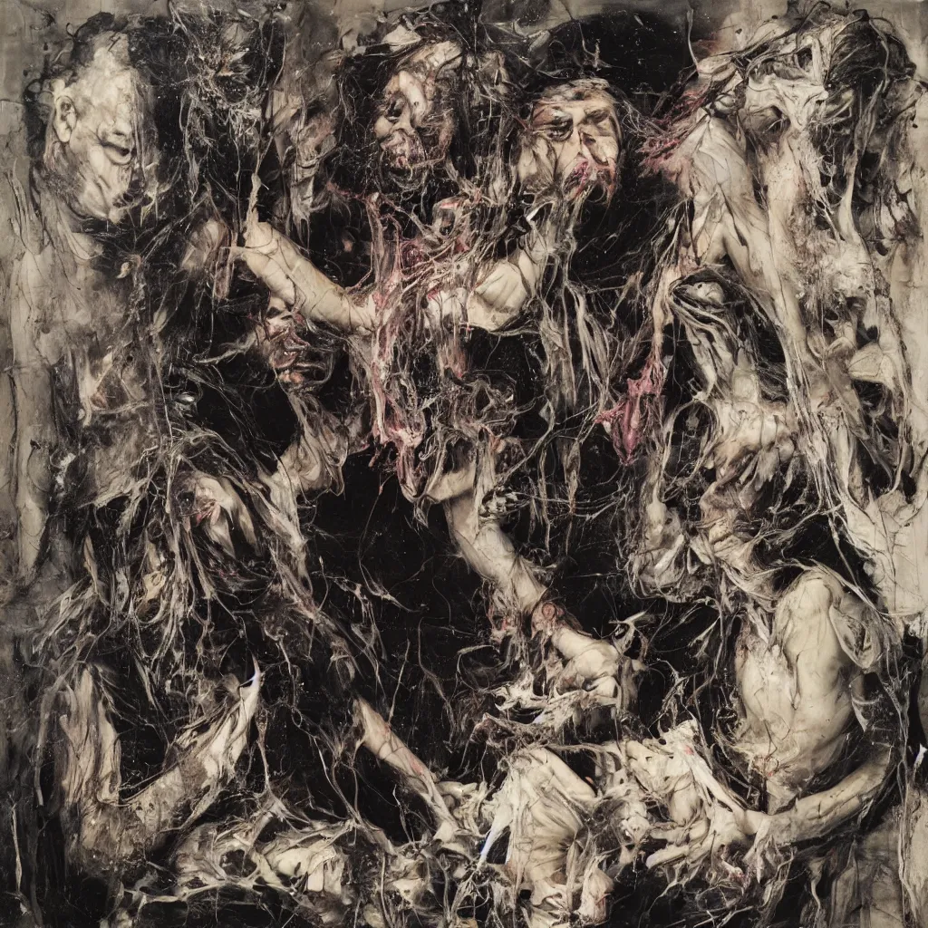 Image similar to bill hicks tripping on lsd playing poker. vivid colors, by nicola samori and jenny saville