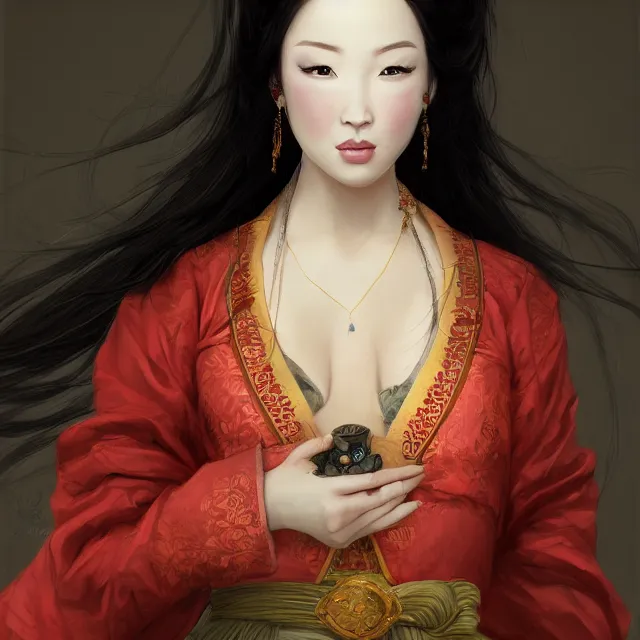 Image similar to beautiful women with oriental faces, character portrait, sharp, digital matte painting, by asher brown durand, trending on artstation