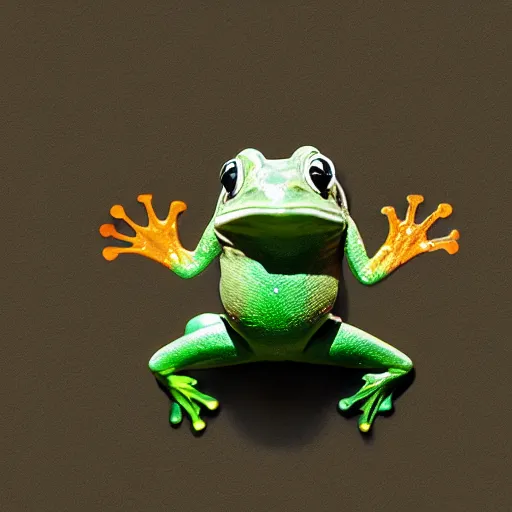 Prompt: frog holding a smartphone