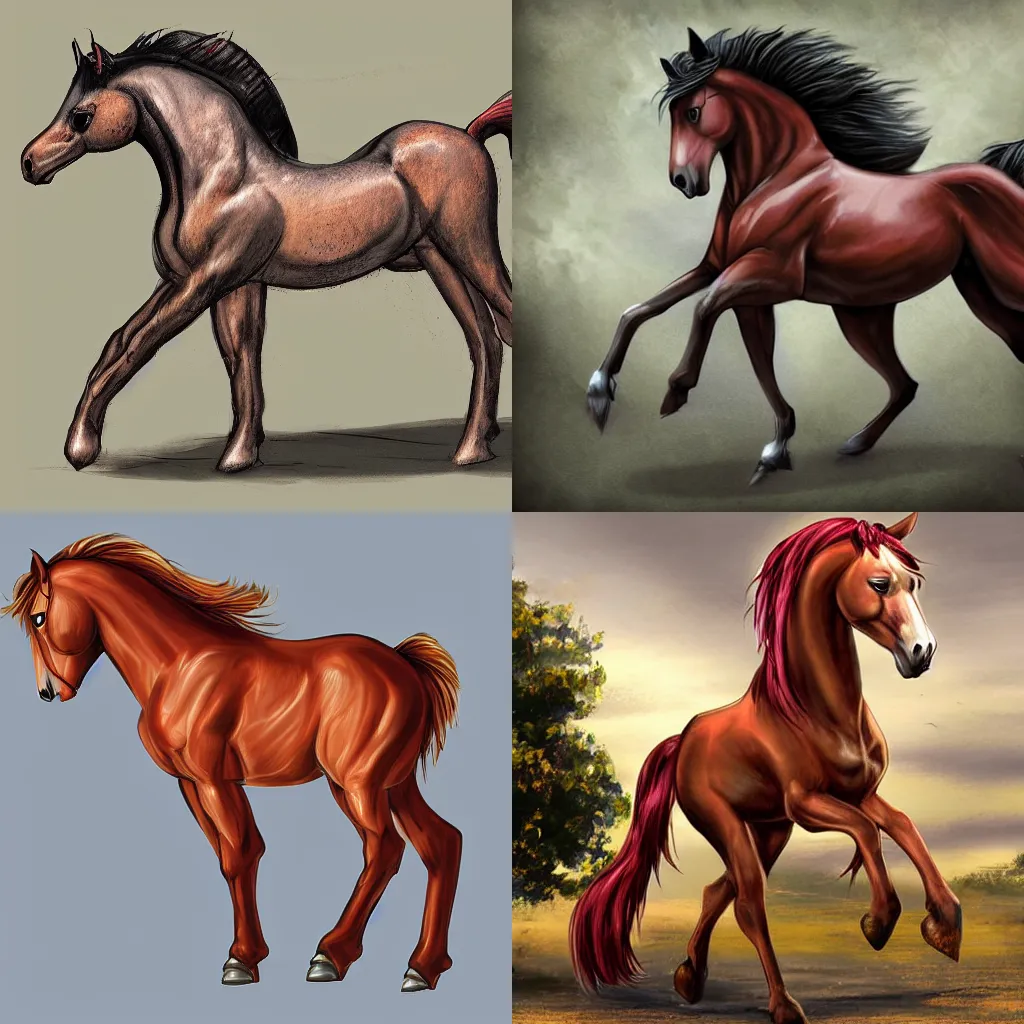 Prompt: Concept art of a huge Posavina horse