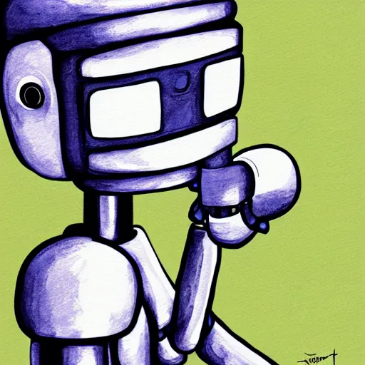 Image similar to a robot holding a t - shirt, digital art, illustration, water color