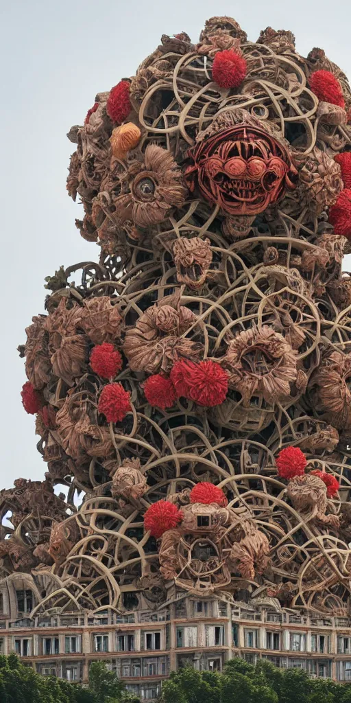 Image similar to colossal grotesque flower made from unfulfilled communist dreams in the middle of abandoned early soviet constructivist cityscape, Stalinist architecture, ultradetailed, Intricate by Hayao Miyazaki and Josan Gonzalez and Makoto Shinkai and Giuseppe Arcimboldo and Wes Anderson