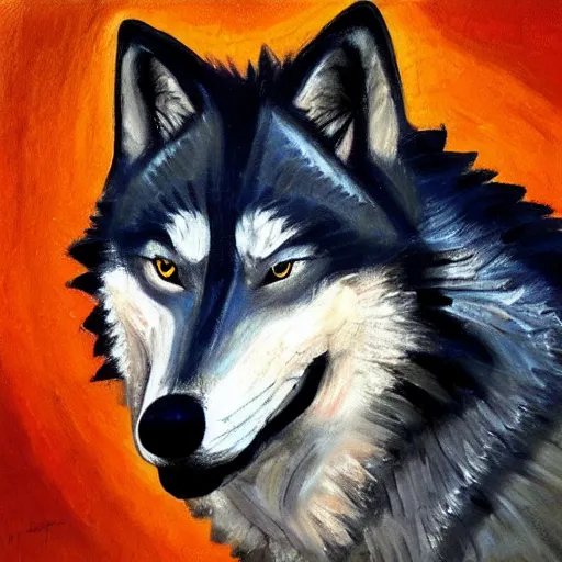 Prompt: retarded wolf portrait, expressionism