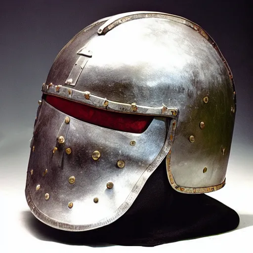 Image similar to bascinet helmet,realistic,photography