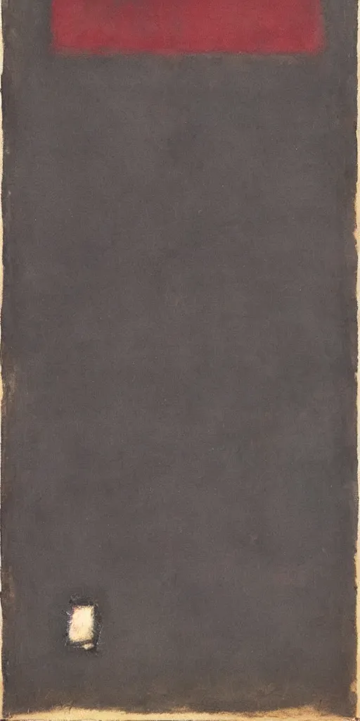 Prompt: The Scarlet Black Box, a rare and early work of Marth Rothko, omnious, sad, surrealism