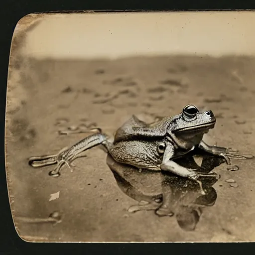 Image similar to Victorian Photograph of a frog in a swamp