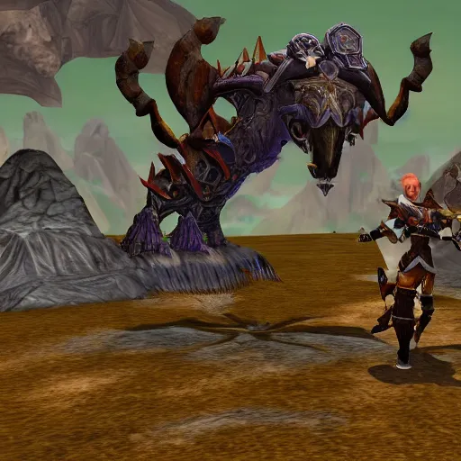 Image similar to warrior riding hercules beetle mount, facing camera, world of warcraft mount, psx graphics, fantasy mmorpg screenshot