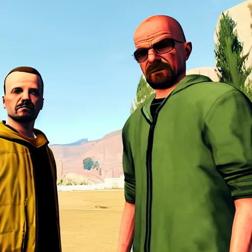 Image similar to walter white & jesse pinkman in grand theft auto v