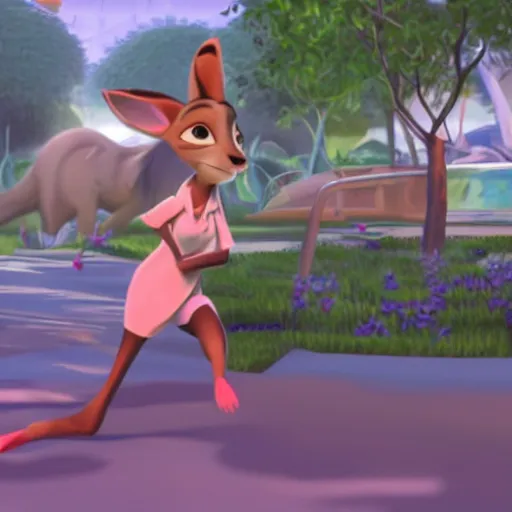 Prompt: zootopia screenshot of female moth