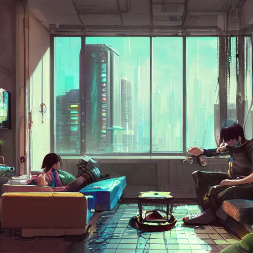 Image similar to the cyberpunk apartment, render, octane, 4k, highly detailed, vivid colors, high definition, by Makoto Shinkai