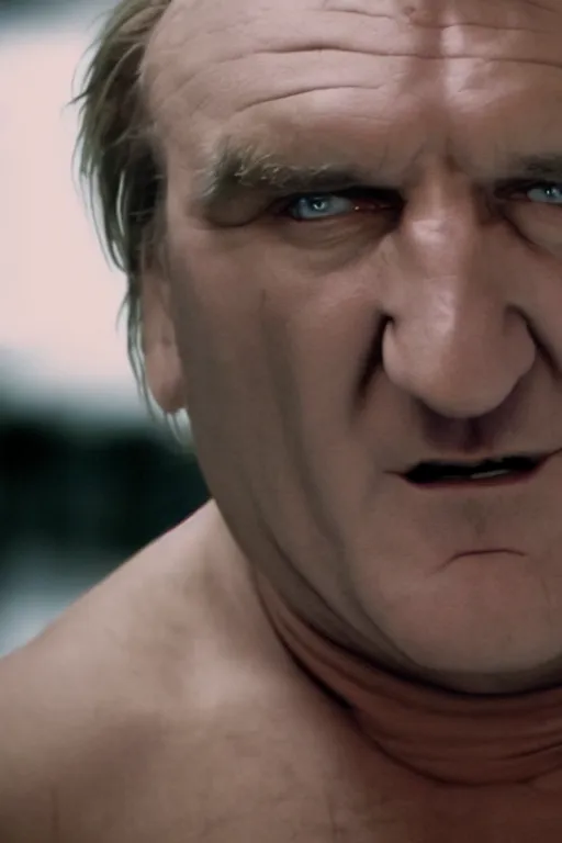 Image similar to [a still of Gerard Depardieu in the movie Splice (2007), 4k, HD, high quality, octane]