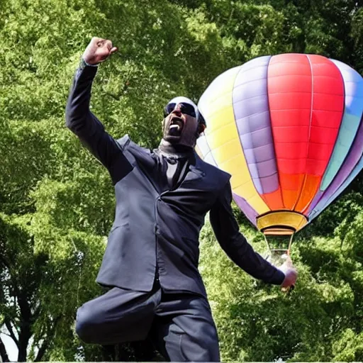 Image similar to r kelly yelling and shouting in an air balloon