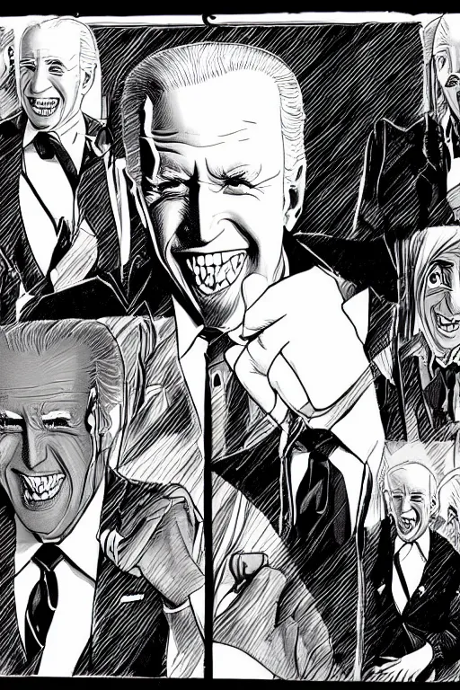 Image similar to vampire joe biden, manga art style