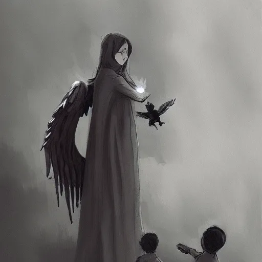 Image similar to angel protecting child by Boris Groh trending on ArtStation