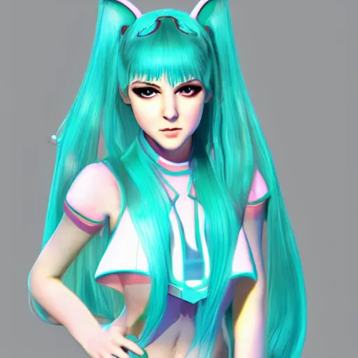 Prompt: anna kendrick as hatsune miku, artstation