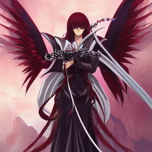 portrait of azrael angel of death, anime fantasy