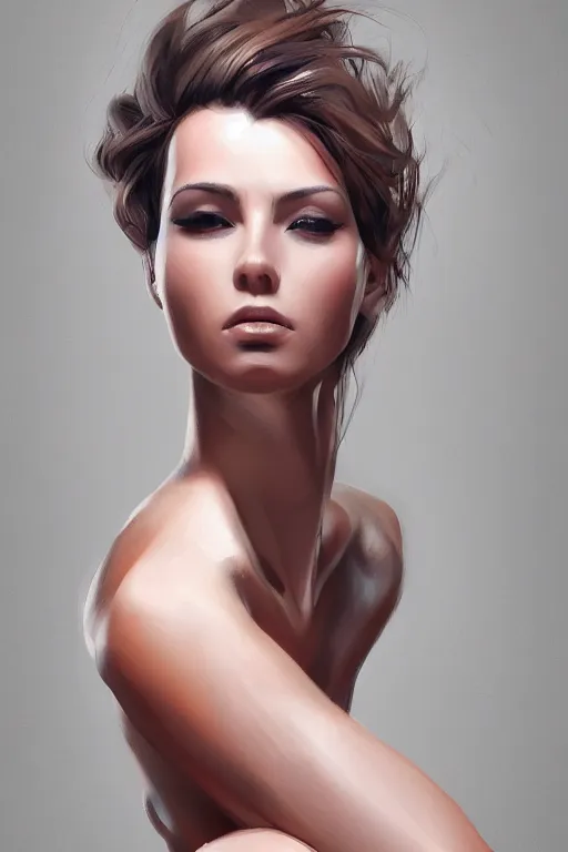 Image similar to head to shoulders and legs portrait of a female, ultra sharp, very detailed, high quality focus by wlop