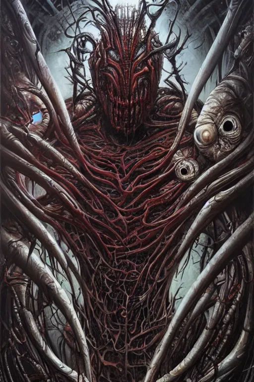 Prompt: carnage symbiote by h. r. giger and tomasz alen kopera.