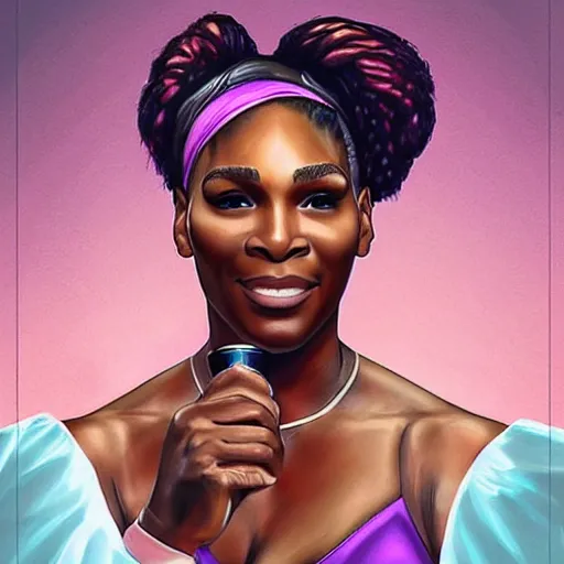 Prompt: serena williams as aphrodite holding the us open trophy illustration by artgerm